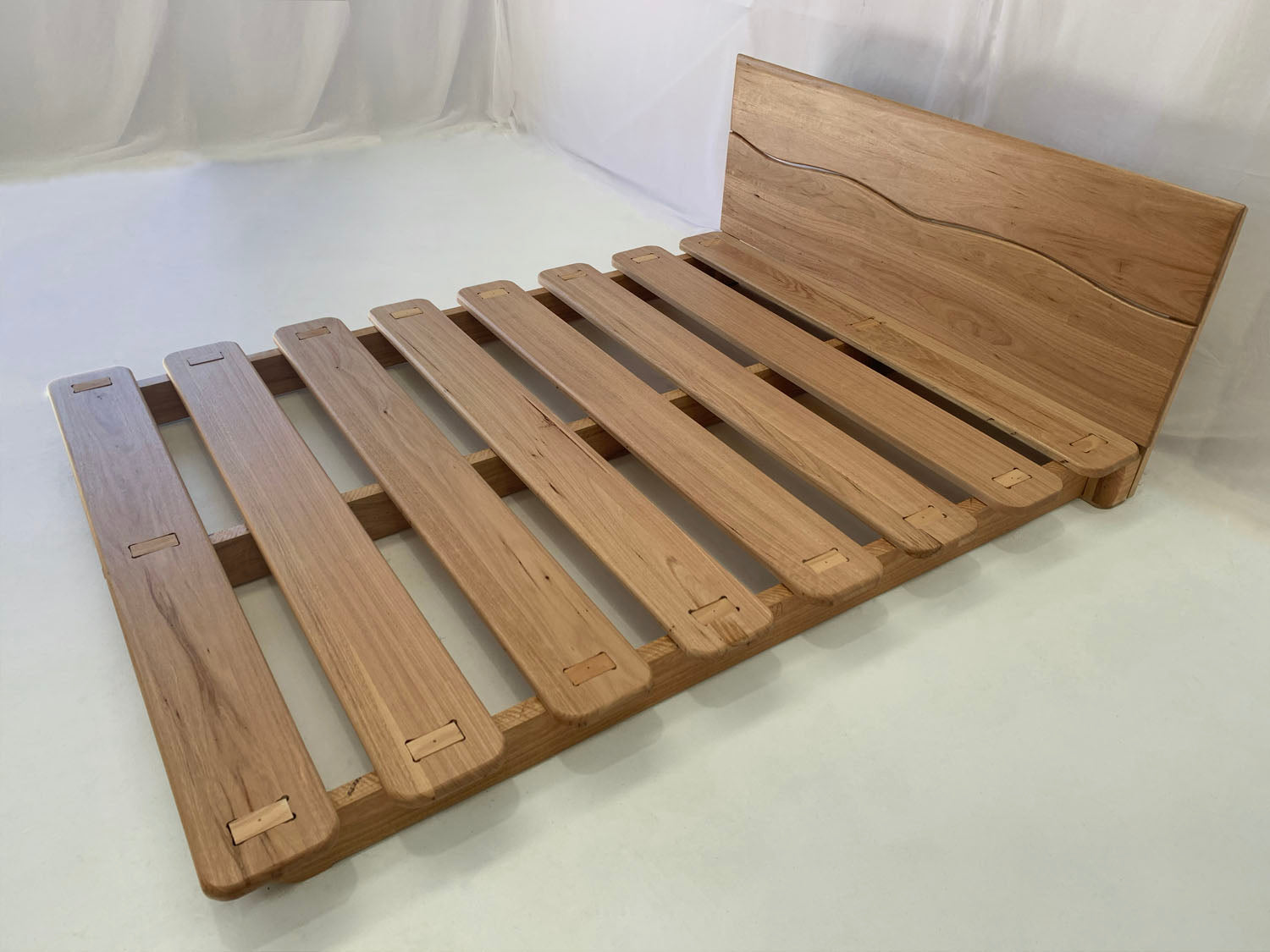Solid Blackbutt timber Ark bed frame with low-profile base