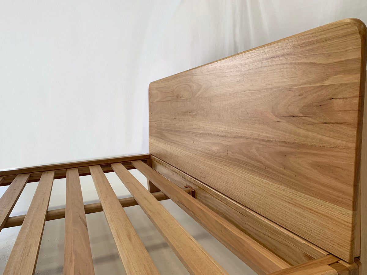 Castle Joint hardwood bed frame in king size Blackbutt timber