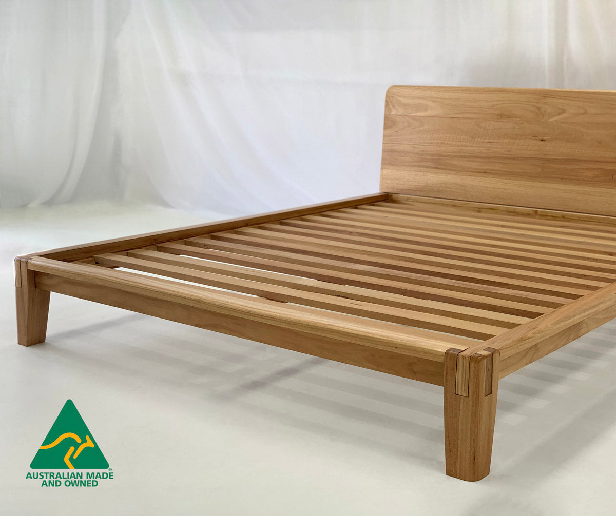 Handmade Castle Joint solid wood bed frame with platform base