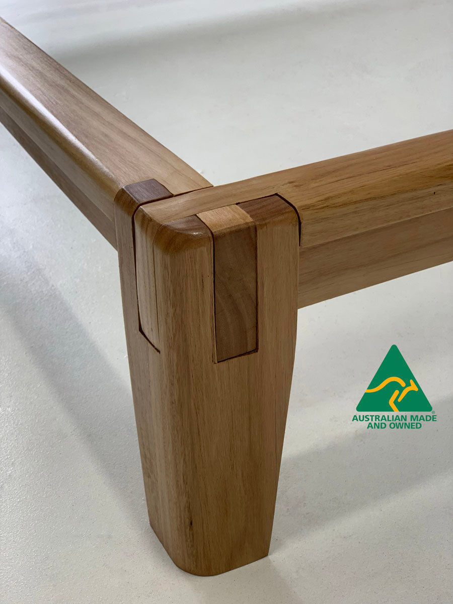 Minimalist Castle Joint solid timber bed frame for modern homes