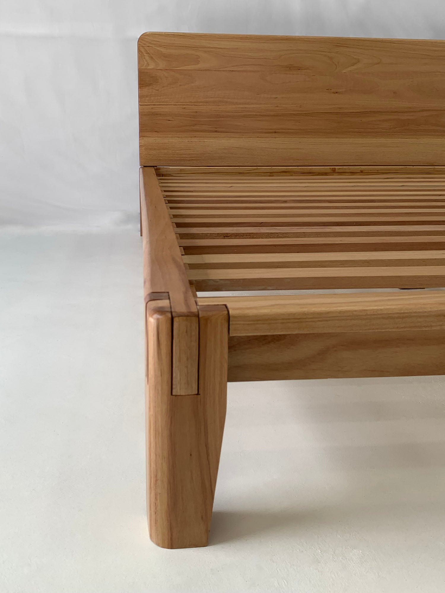 Castle Joint solid hardwood bed frame in Australian Blackbutt