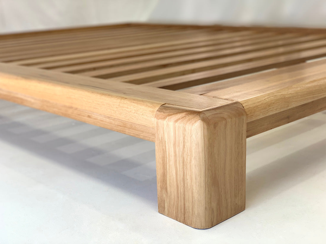 Close-up of precision joinery on Chunk solid timber bed frame