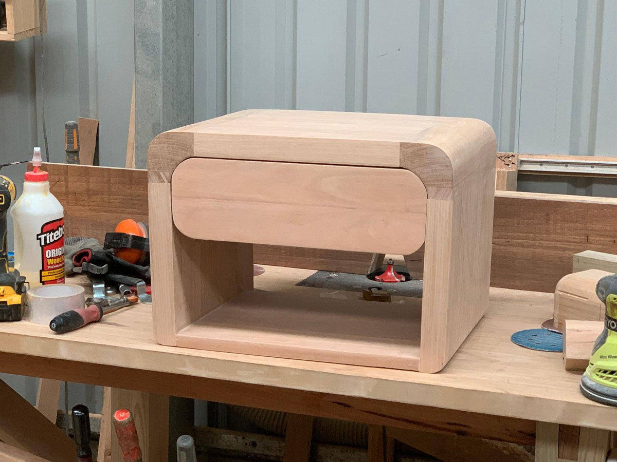 Handcrafted solid hardwood bedside table made in Australia