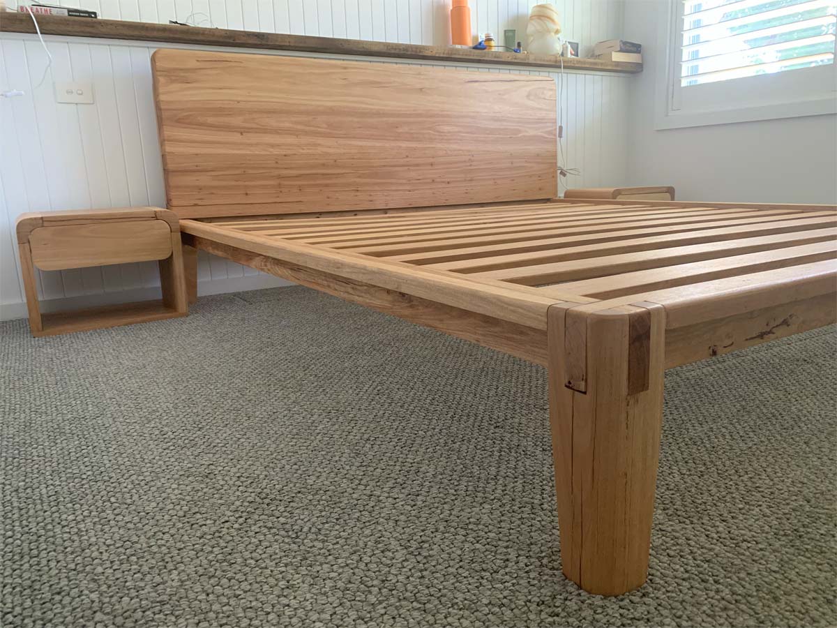 Blackbutt timber Castle Joint bed frame in real home with minimalist design