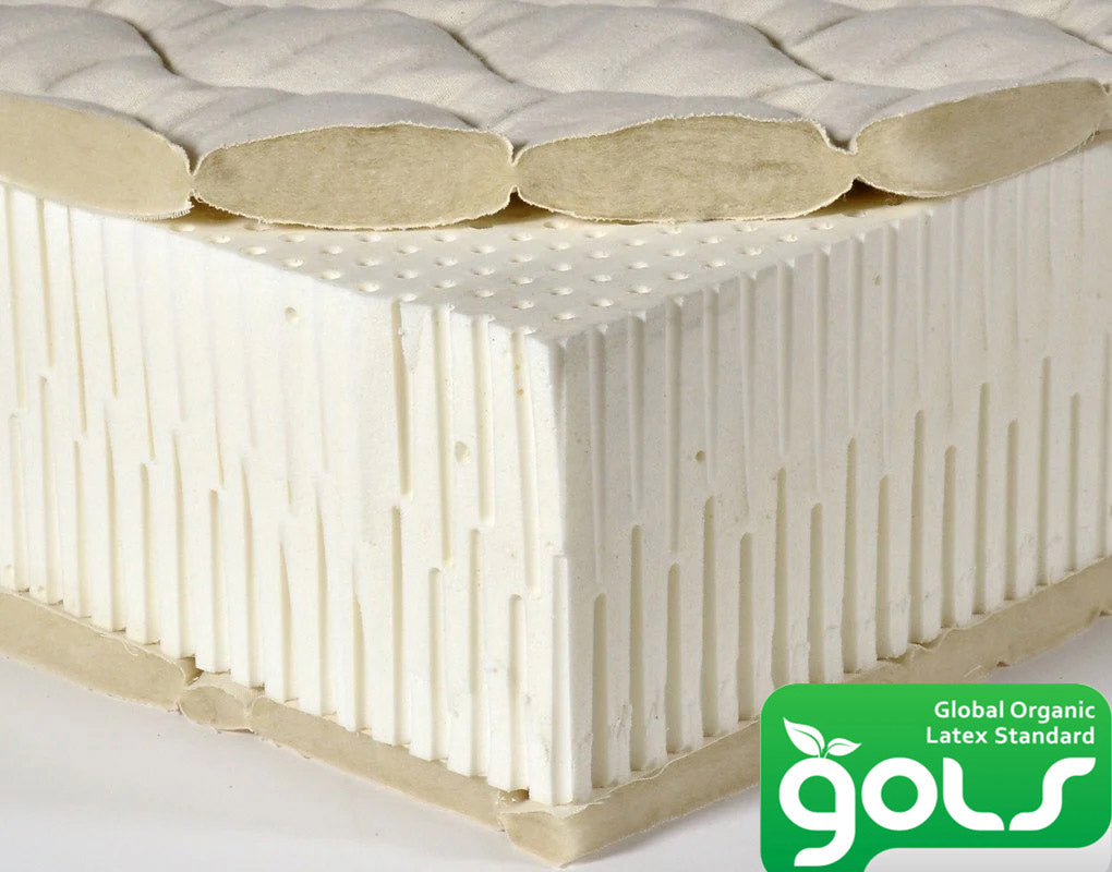 Close-up of natural latex mattress core with pinhole ventilation