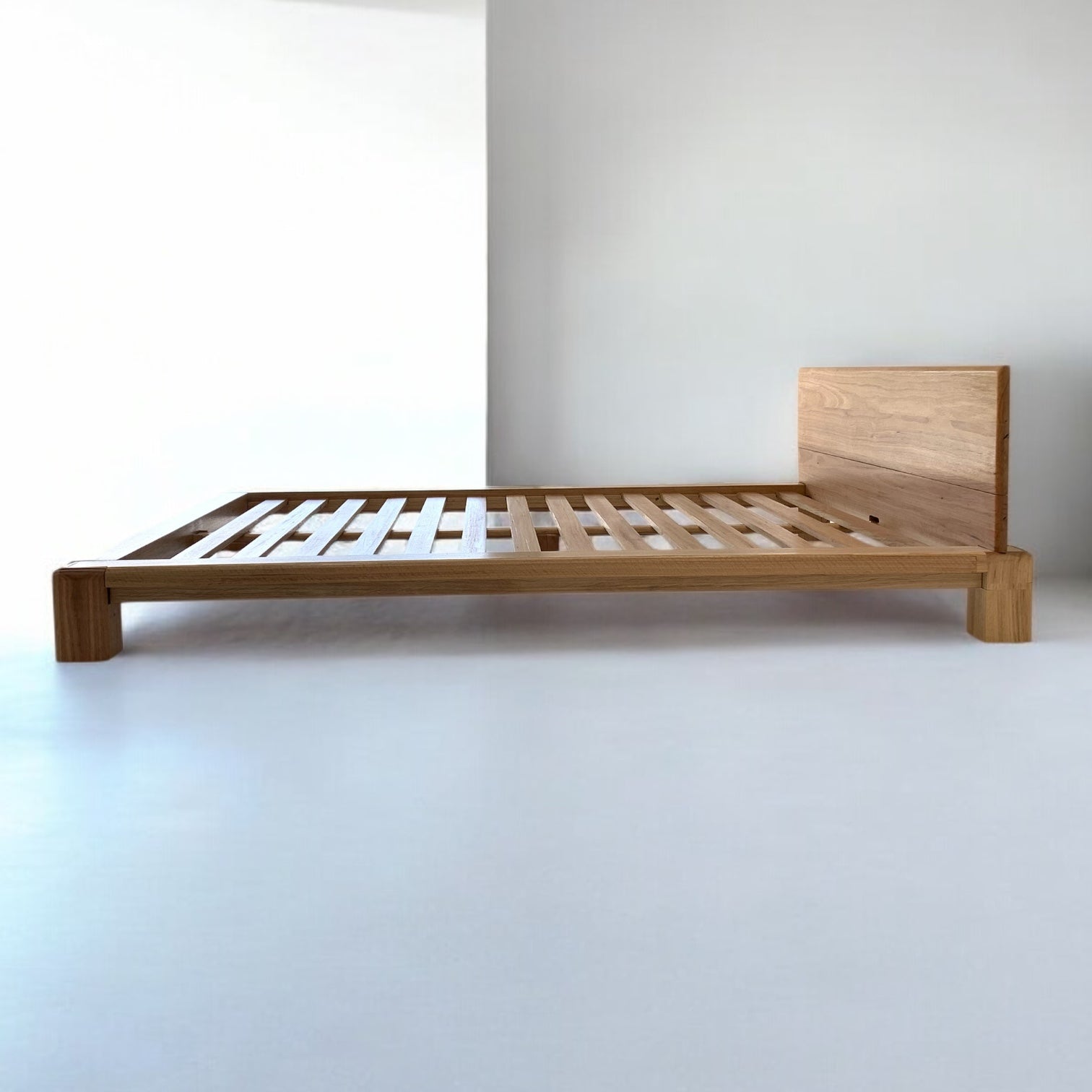 Chunk hardwood bed frame in solid Australian Blackbutt timber